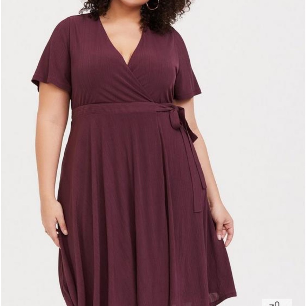 Torrid Dark Purple Textured Wrap Dress